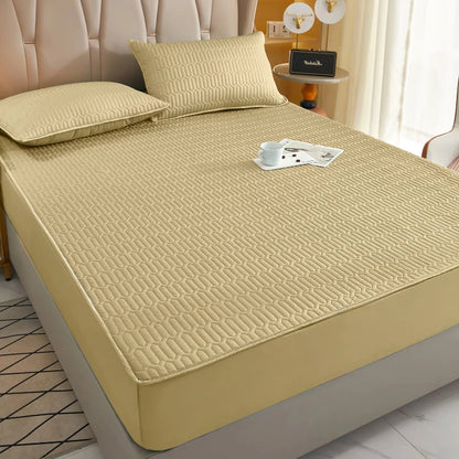 Waterproof Thicken bed Cover Solid color Mattress Protector Skin-Friendly Queen King Double Fitted Sheet Mat 90 140 180x200cm