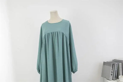 Muslim Loose plus Size Long Sleeve over Knee Pure Color Hooded Gown Spring Autumn Cross Border Fashionable Maxi Dress.