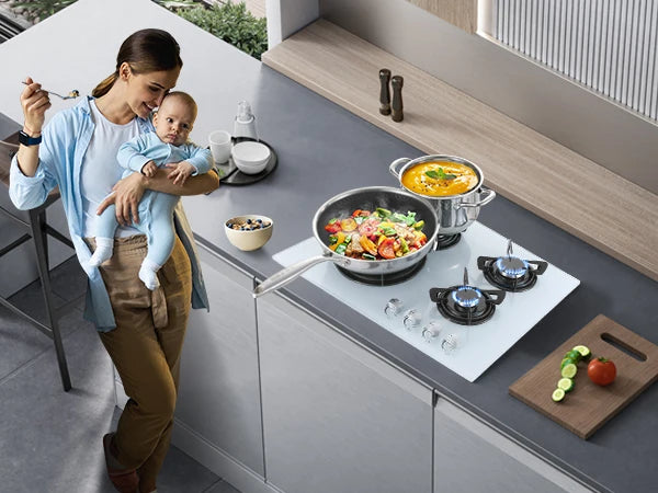 4-Burner Glass Ceramic Built-in Natural gas Propane gas New White Gas hob.