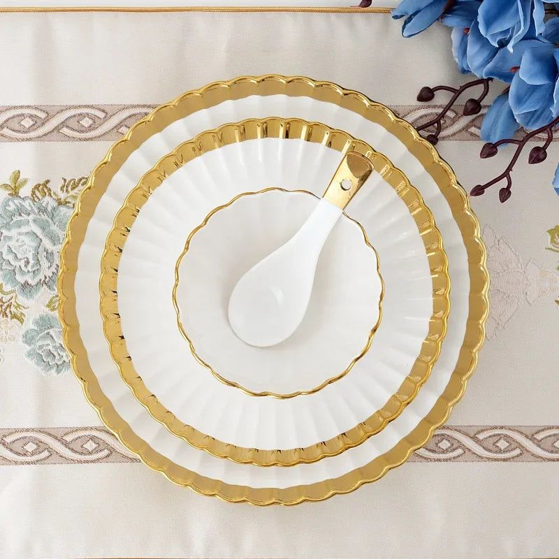 1pcs Upgrade white porcelain plates for food, dinner dishes, salad, soup bowls, ceramic porcelain plates, and tableware.