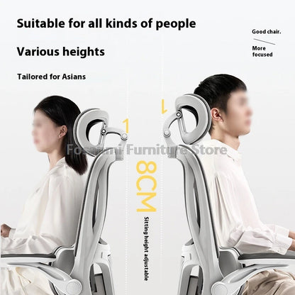 Verstellbarer, ergonomischer Liegestuhl für das Heimbüro mit Fußstütze, atmungsaktive Mesh-Computer-Gaming-Drehstühle mit Lordosenstütze