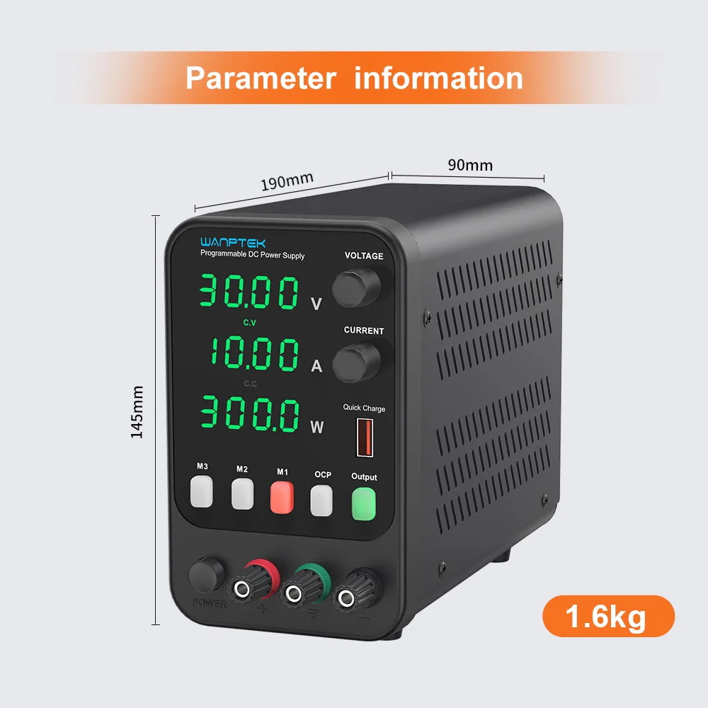 Wanptek 30V 5A 10A Switching Power Supply with 3 Groups Memory Storage Laboratory Work Regulated Power Supply Preset Current.