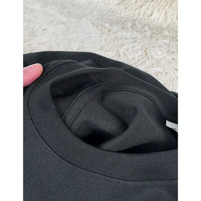 Men's and Women's 600g Heavy Cotton T-shirts Long-staple Pure Cotton Thickened Long-sleeved Three-pin High-gram Weight High-end.