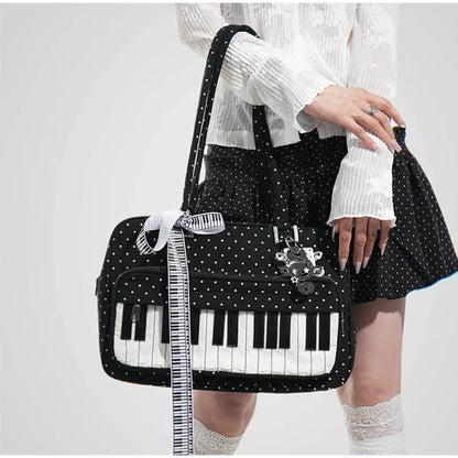 Fashion Polka Dot Ladies Piano Bag New Style Niche Underarm Shoulder Bag Sweet Personality Piano Backpack Women's Bag Square Bag