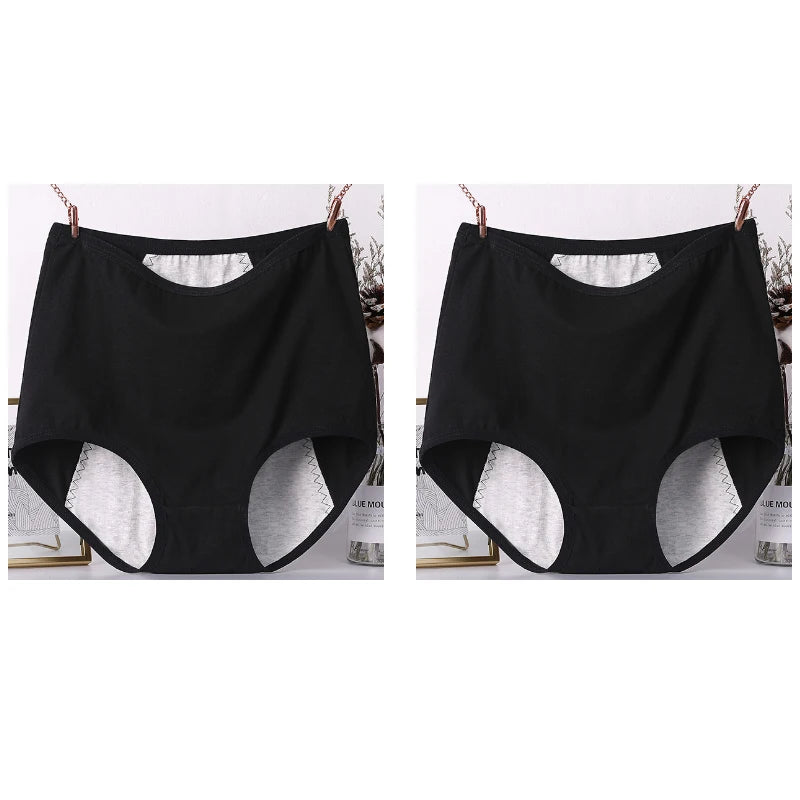 2pcs Girl Menstrual Panties Women's Physiological Briefs Ladies Period Leak Proof Panty High Waist Cotton Underwear