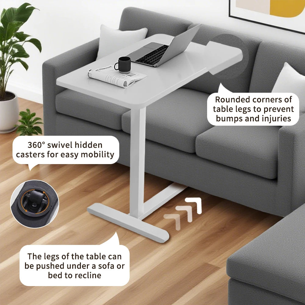 Mobiler tragbarer Nachttisch, Computertisch, Stehpult höhenverstellbar – mit 4 Rollen für Wohnzimmer, Schlafzimmer