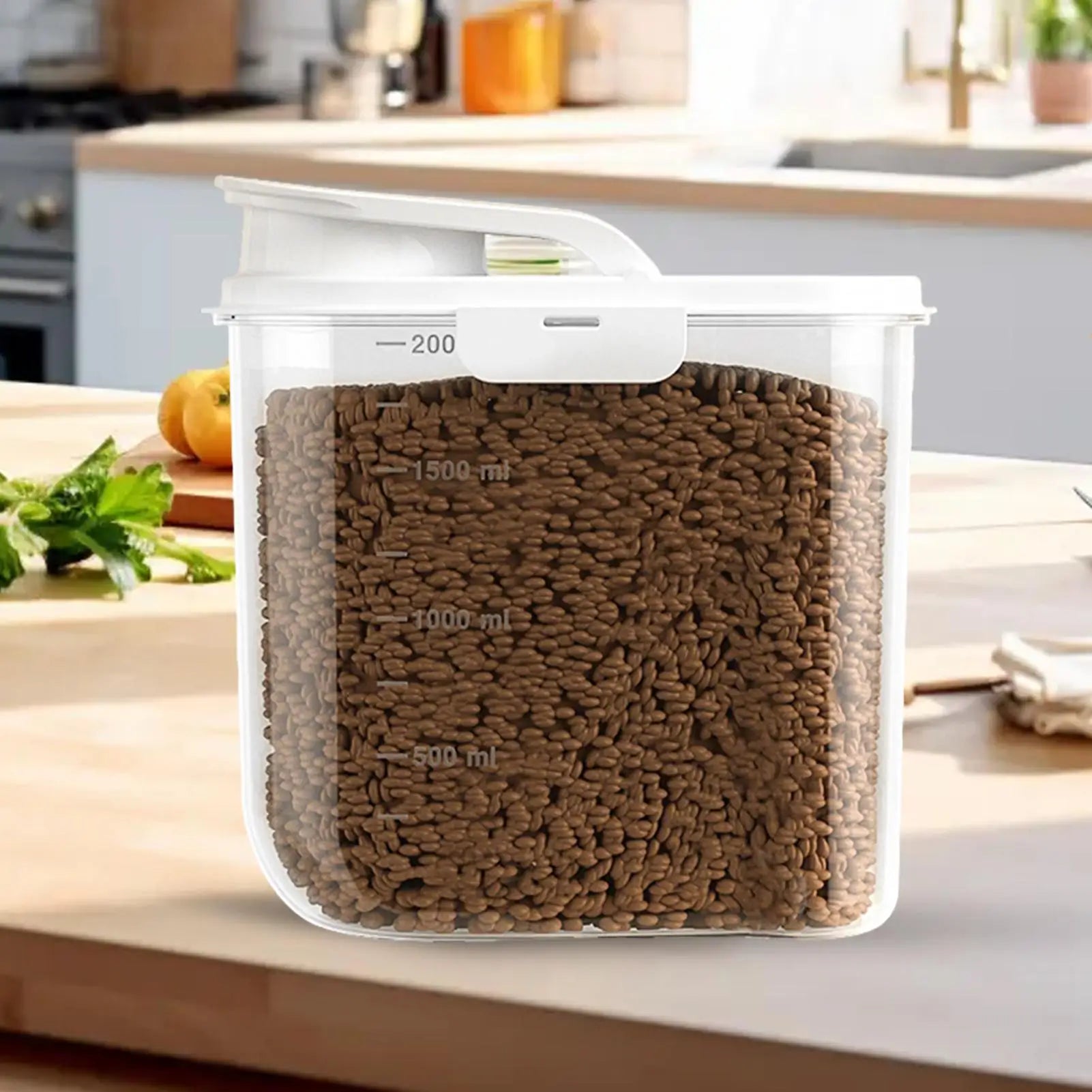 2L Pet Food Container Airtight Pet Food Storage Containers Canister with Lid for Sugar Rice Cereal Nut Pasta Snack Organizer.