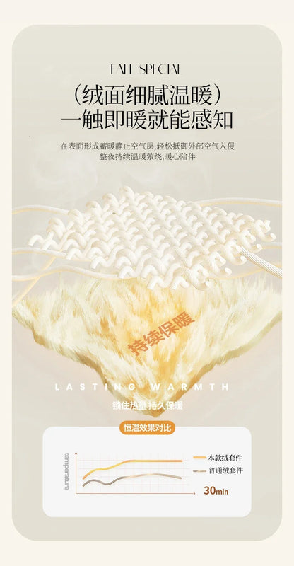 2024 new solid color colorful rabbit wool four-piece set, one side of rabbit fur and one side of milk wool thickened warm.