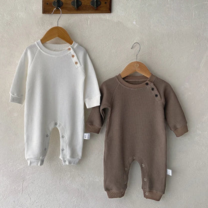 Infant Baby Mädchen Jungen Overall Einem stück Outfit Waffel Baumwolle Langarm Kleinkind Baby-spielanzug Frühling Herbst Baby Kleidung.