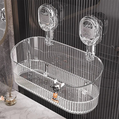 Saugnapf-Aufbewahrungsregal für Badezimmer, stanzfreie, an der Wand montierte Aufbewahrungsbox, kann abnehmbar werden, leerer Aufbewahrungskorb für Toilettenspüle