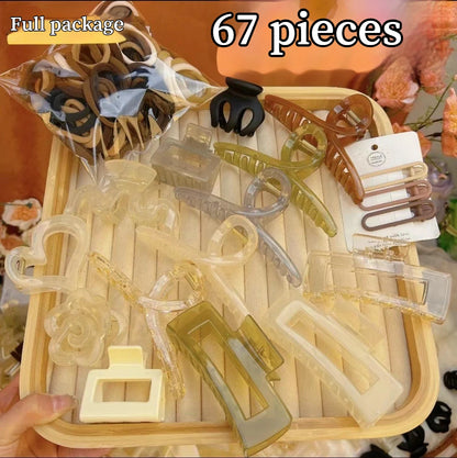 New 8-137PCS Set Hair Clip Combination Women Hair Accessories Grab Clip Hair Band Temperament Hairclip High Ponytail Headband.