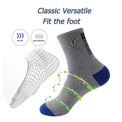 5Pairs Breathable Cotton Sports Stockings Men Bamboo Fiber Autumn and Winter Men Socks Sweat Absorption Deodorant Business Sox.