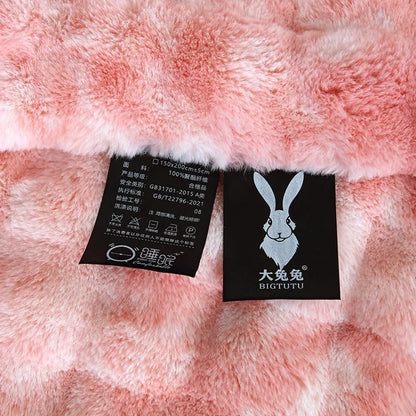 2024 New Colorful Rabbit Plush Bubble Winter Quilt Thickened Rabbit Plush Winter Double-sided Plush Skin-friendly and Warm.