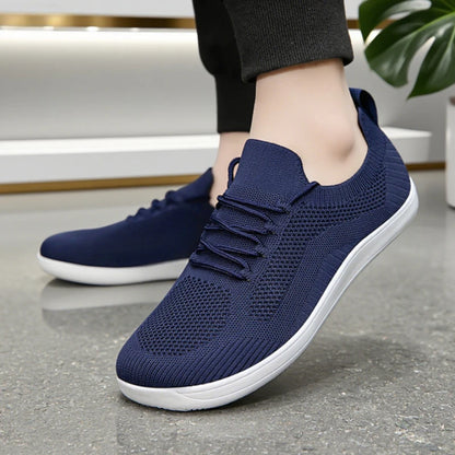 Wide Barefoot Shoes for Men Trendy Black Mesh Casual Walking Sneakers Breathable Non-Slip Minimalist Casual Wide Toe Men Shoes.