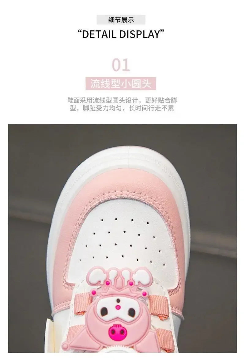 Children's Cute Melody Casual Board Shoes Girl's Cartoon Sneakers Spring and Autumn New Kawaii Kuromi Anti Slip Soft Sole Shoes.
