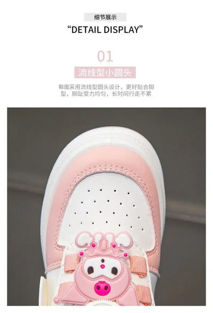Children's Cute Melody Casual Board Shoes Girl's Cartoon Sneakers Spring and Autumn New Kawaii Kuromi Anti Slip Soft Sole Shoes.
