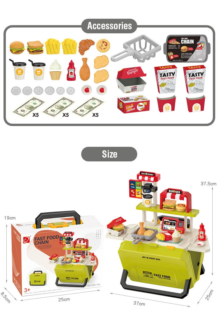 Kitchen Food Role Play Pretend Play Children Toy Ice Cream Candy Sweet Dessert Accessories Toys for Kid Christmas Birthday Gifts