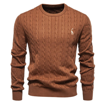 2024 High-quality Men's Sweater Pullover New Deer Embroidery Solid Color Knitted Sweater Men's Knit Sweaters  Men Clothing