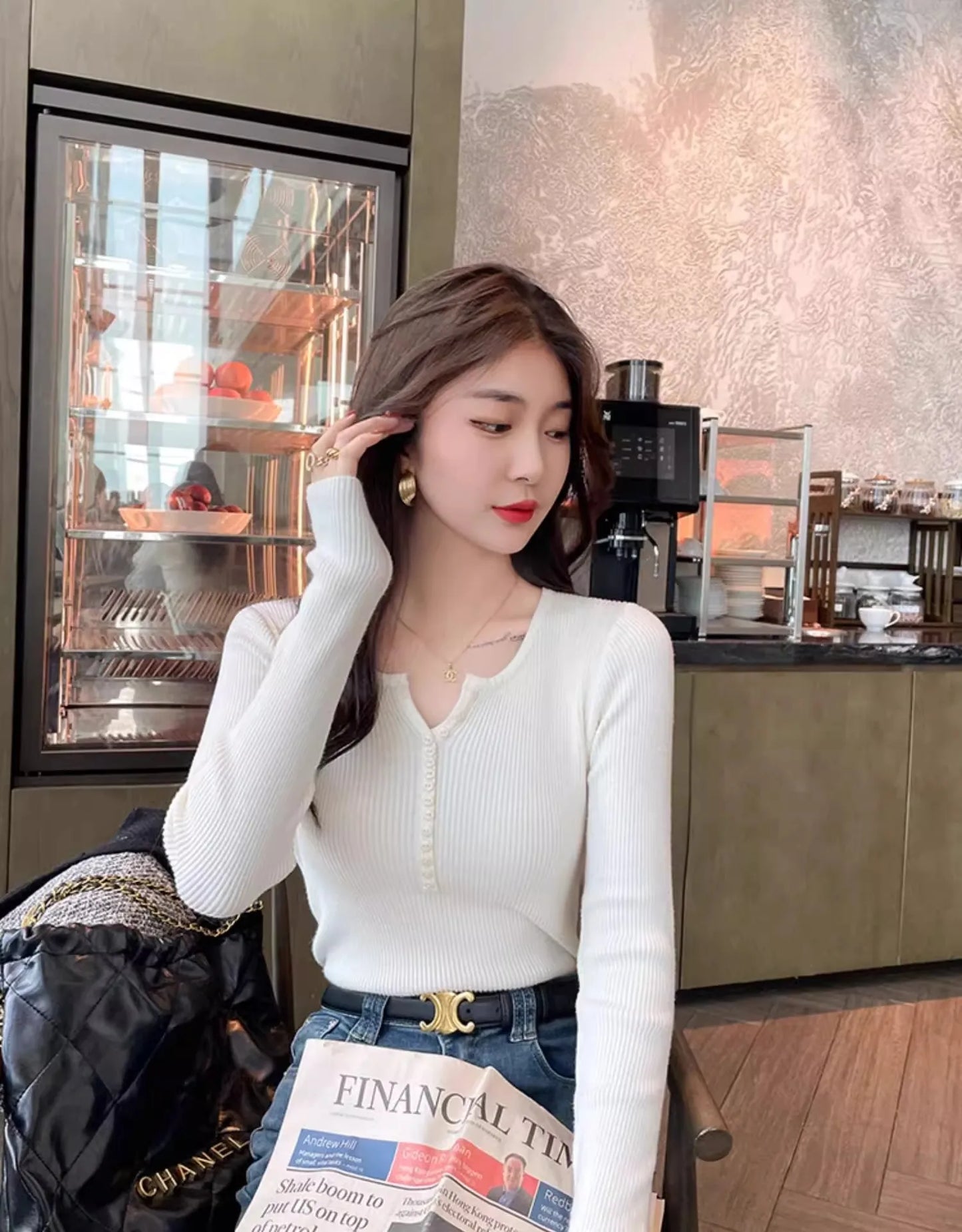 2025 frauen Solide Strick Pullover Herbst Winter Pullover V-ausschnitt Taste Langarm Schlank Pullover Koreanische Casual Basis Schicht Y2k.