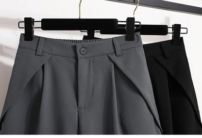 Women's A-Line High Waisted Wide Leg Short Pants Plus Size Casual Suit Shorts Summer 2025 Oversized Loose Five Quarter Pants.