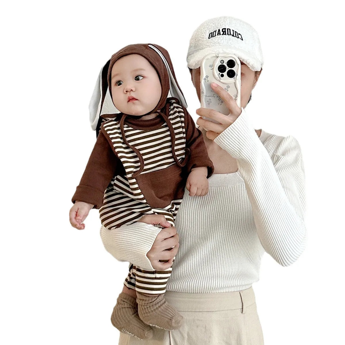 Ins 2024 Frühling Herbst Baby Jungen Bodysuit Baumwolle gestreiften Cartoon gedruckt Langarm Kleinkind Jungen Stram pler Neugeborene Jungen Outfits.