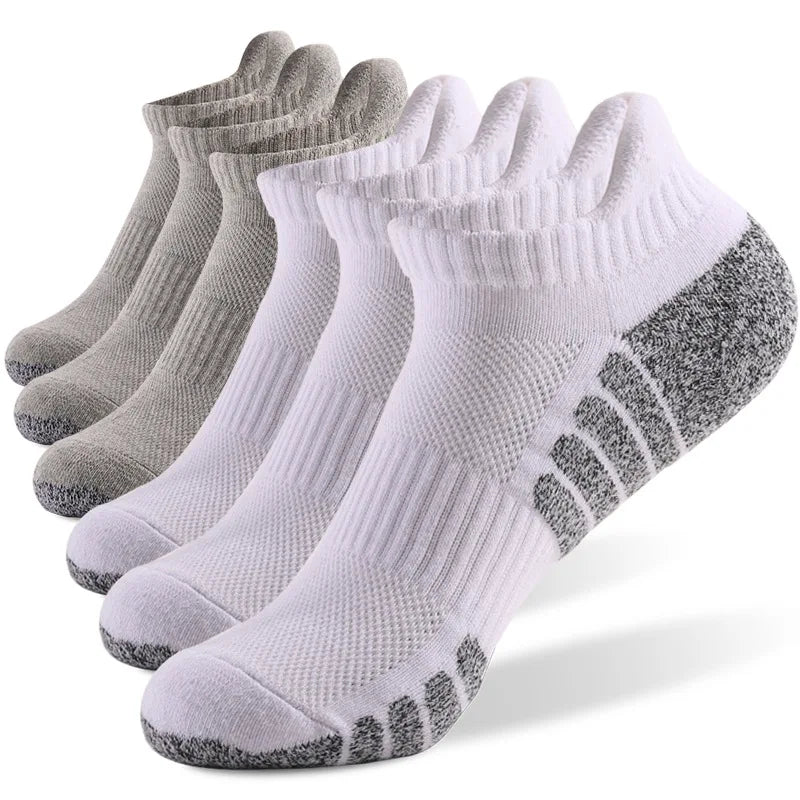3pairs thickened towel bottom running socks mesh boat socks non-slip breathable sports socks Low cut Men's socks Women's socks.