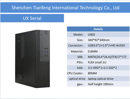 MINI itx Case Horizontal MATX/ITX Main Board Small 1u Power Supply Half High Graphics Card with Optical Drive HTPC Case.