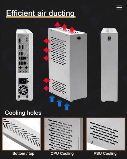 ARSYLID Q32 ITX A4 Computer Case 3.2L Smaller Mini Core Display Form Factor Chassis 50mm Radiator Flex PSU Q31.