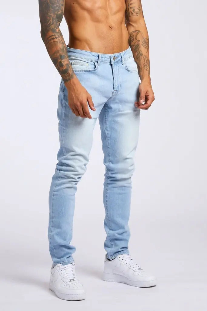 New Style of Denim Men's Jeans Cross-border Ins Trendy Black Slim High Waist Denim Pants Men.