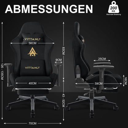 Kitinjoy Hochwertiger Gaming-Stuhl mit Fußstütze, höhenverstellbar, für Unisex, bequemer Bürostuhl, Computerstuhl