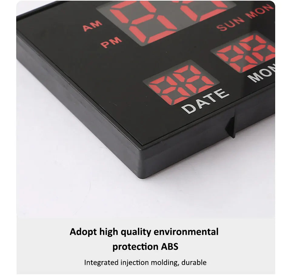 14-Zoll-große digitale Wanduhr, elektronische Uhr, Datumsanzeige, Temperatur, 8 Sätze Wecker, Ausschaltspeicher für die Küche zu Hause