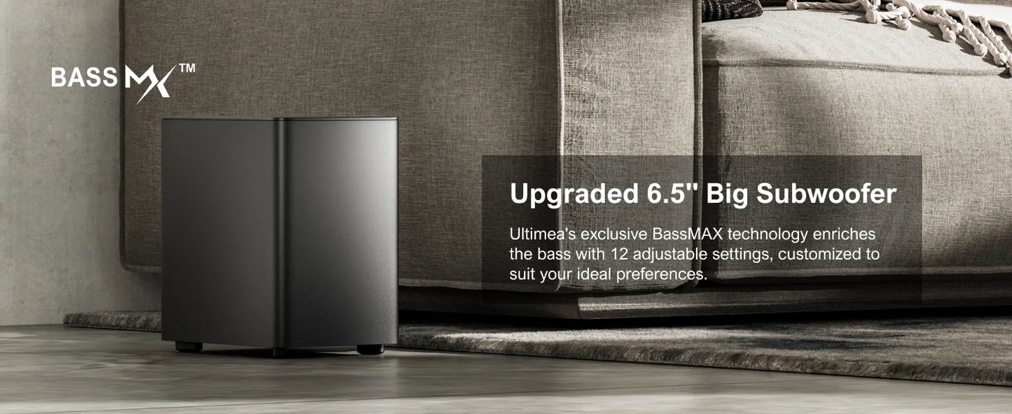 ULTIMEA 7.1Ch Soundbar with Dolby Atmos, APP Control, Surround Sound System for TV, 4 Wired Surround Speakers, Sound Bar for TV.