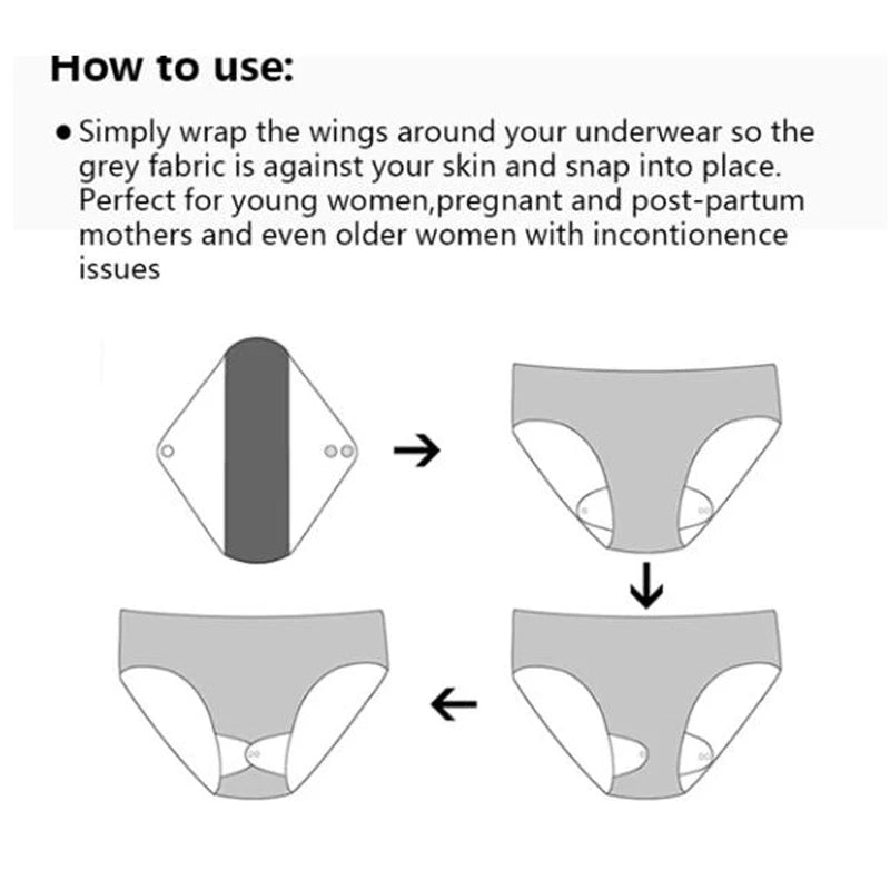 10pc Reusable Menstrual Panties Pads Monthly Period Gaskets Women's Washable Sanitary Napkin Lady Menstrual underwear Cloth Pads.