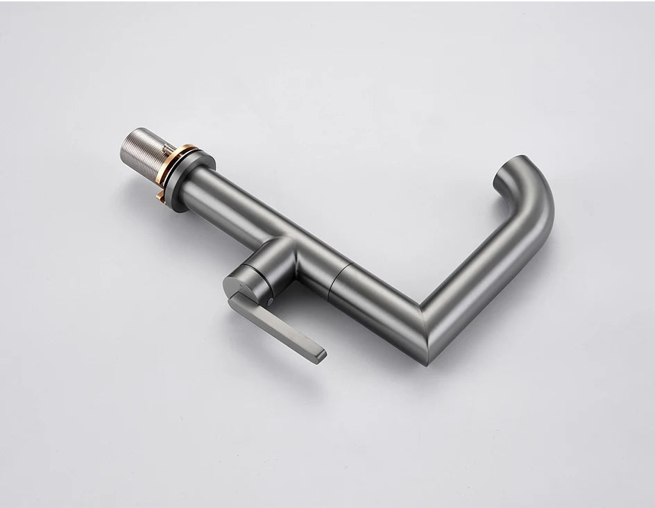 VGX Bathroom Faucets Stainless Steel Basin Mixer Sink Faucet Gourmet Washbasin Tapware Hot Cold Water Tap Brushed Gold Grey