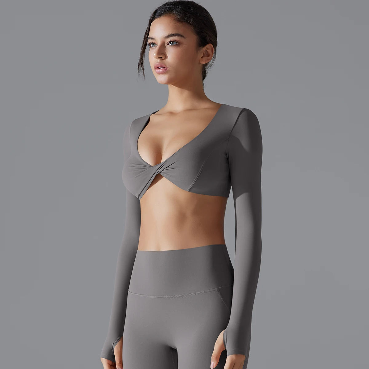 Yoga Long Sleeve Slim Sexy Breathable Quick Drying Sport Brassiere Gym Push Up Shockproof High Intensity Pilates Clothes Women