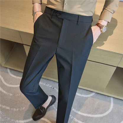 Men Suit Pants 2025 Elastic Slim Fit Formal Dress Pants Solid Casual White Trousers Pantalon Homme Wedding Party Men Clothing