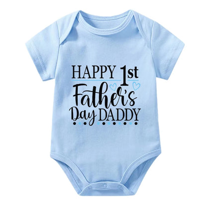 Happy 1st Vatertag Papa Druck neugeborenes Baby Jungen Mädchen Stram pler Kleidung Kleinkind Sommer Kurzarm Body Väter Tag Geschenke