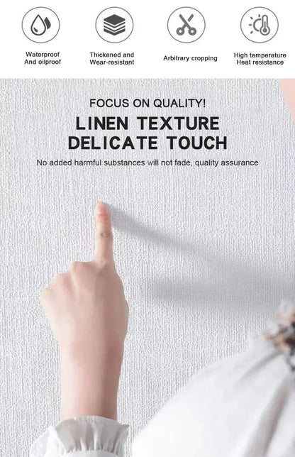 PVC Einfarbig Verdickte Wasserdichte 3D Leinen Selbstklebende Wandaufkleber Schlafzimmer Und Wohnzimmer Wand Renovierung Tapete ﻿