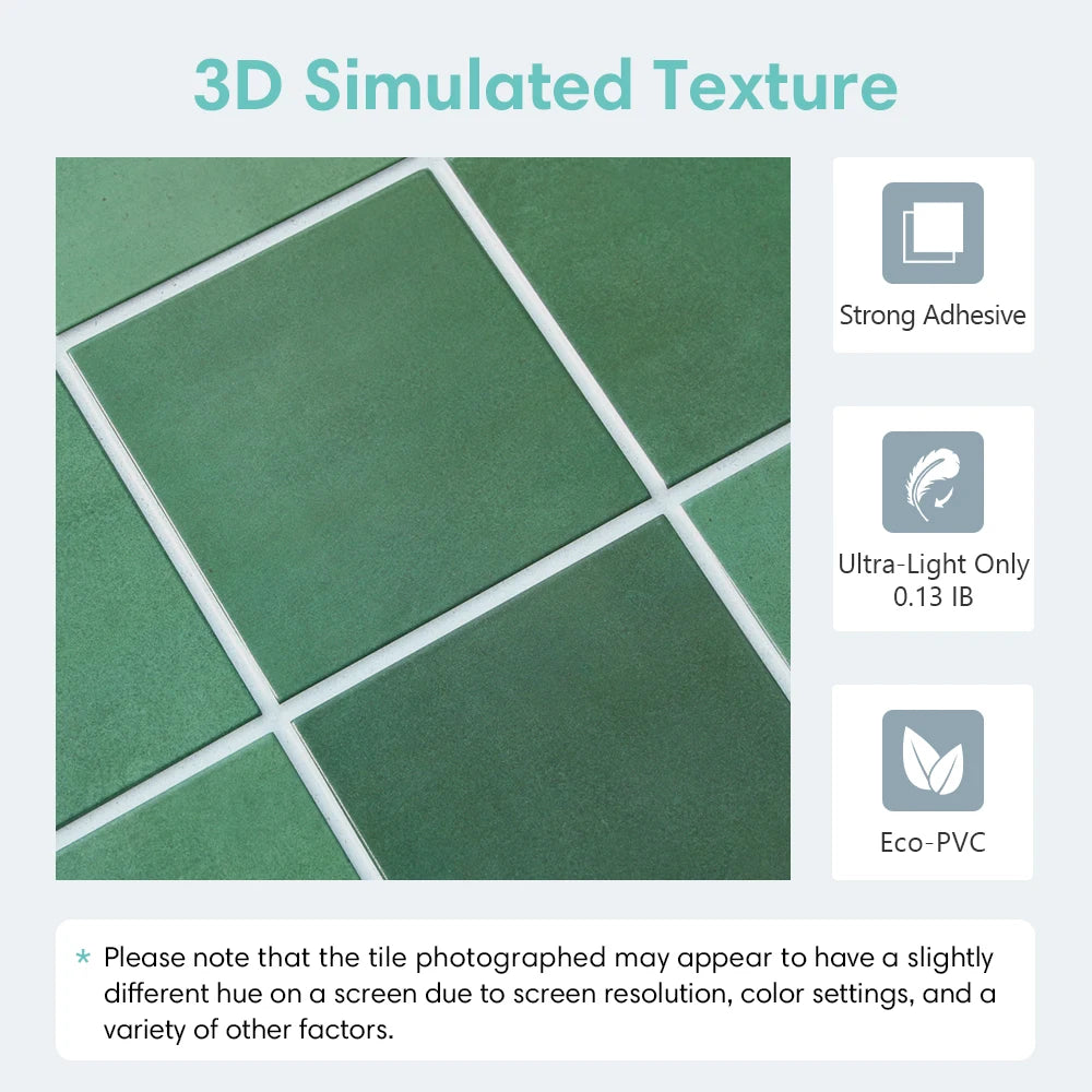 10Pcs PVC Square Peel and Stick Wall Panels, Living Room Decorative Wall Panels, Waterproof and Easy to Install, Bathroom