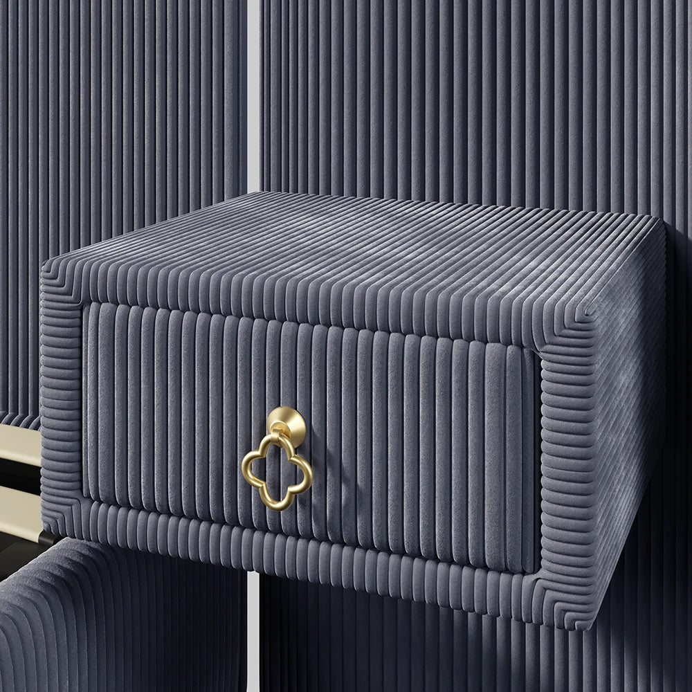 KOMHTOM Polsterbett 180x200cm, Samt mit, LED-Leiste, hydraulischem Stauraum, 2 Schubladen und USB+TYPE-C Anschluss