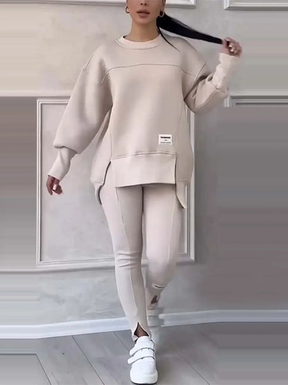 New Women's Fashion Casual Sweatshirt + Trousers Cover Autumn Winter O Neck Long-sleeved Hoodie Women's Suit Sports 2piece Set.