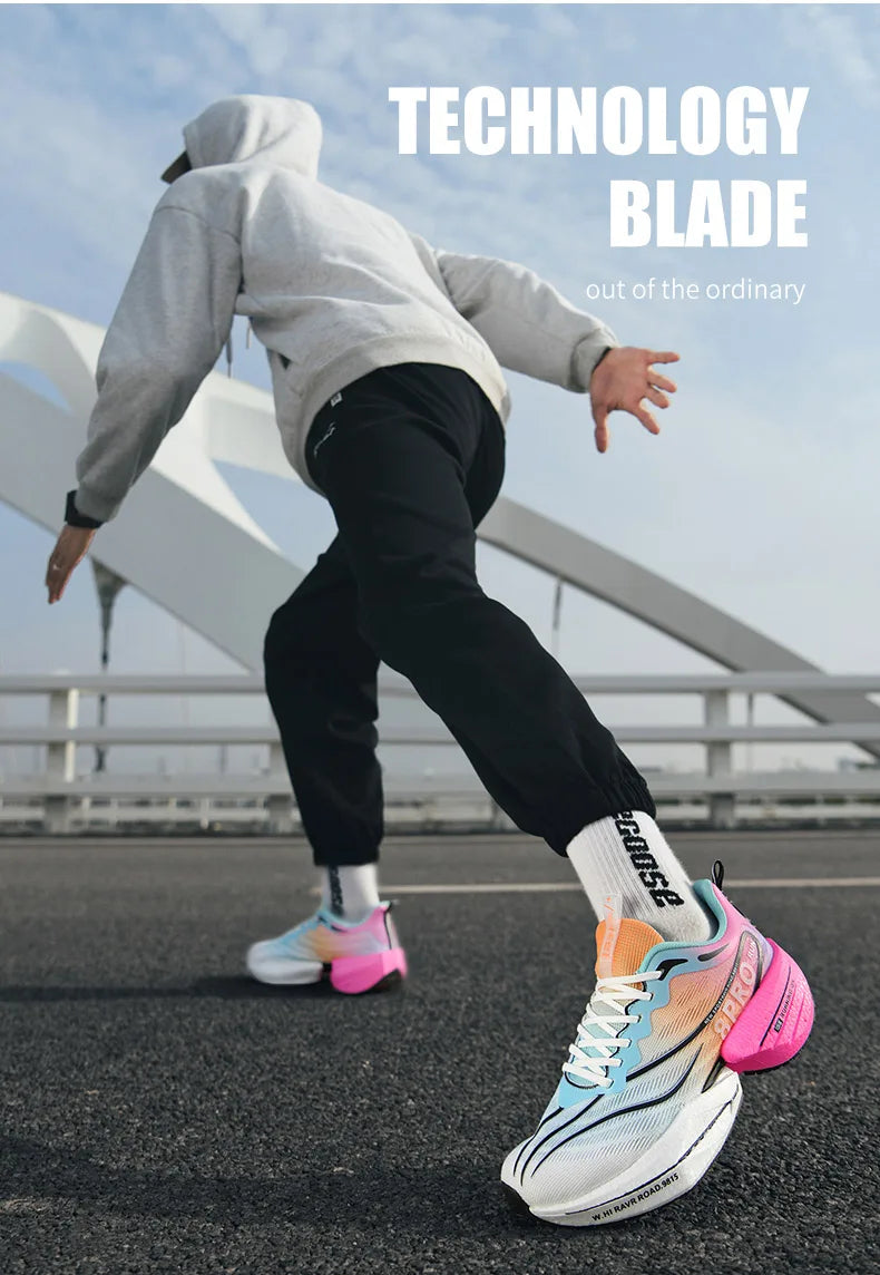 Men's Running Shoes Carbon Plate Racing Marathon Athletic Shoes Cushioned Comfortable Road Sneakers Teenage Training Shoes.