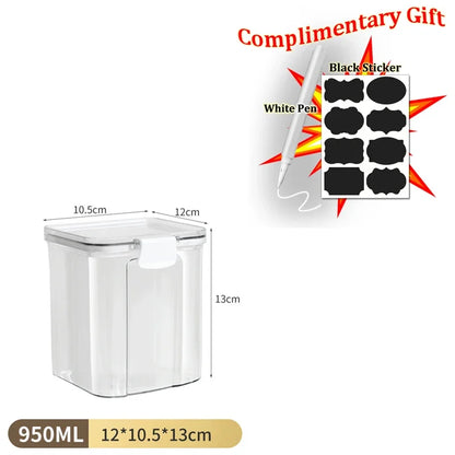 Food Box Storage Container With Airtight Lid Condiment Organizer Plastic Dispenser Jar Hermetic Kitchen Cereal Snack Spaghetti