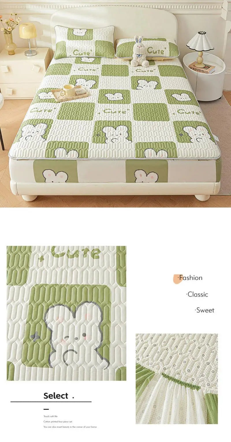 Cartoon Cute Pattern Cooling Fitted Sheet Single Natural latex fabric Soft cushion for Bedding Slow rebound Non-Slip Mattress