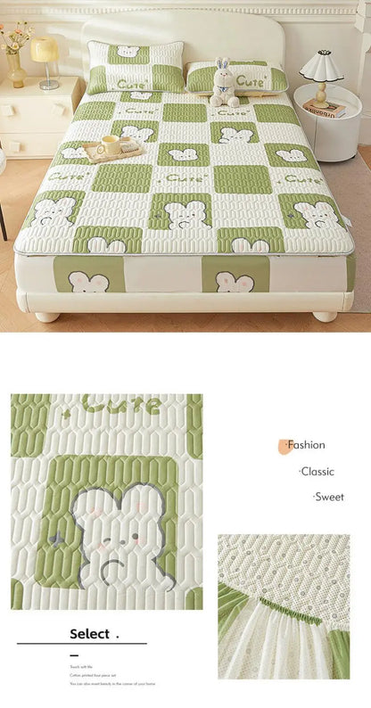 Cartoon Cute Pattern Cooling Fitted Sheet Single Natural latex fabric Soft cushion for Bedding Slow rebound Non-Slip Mattress
