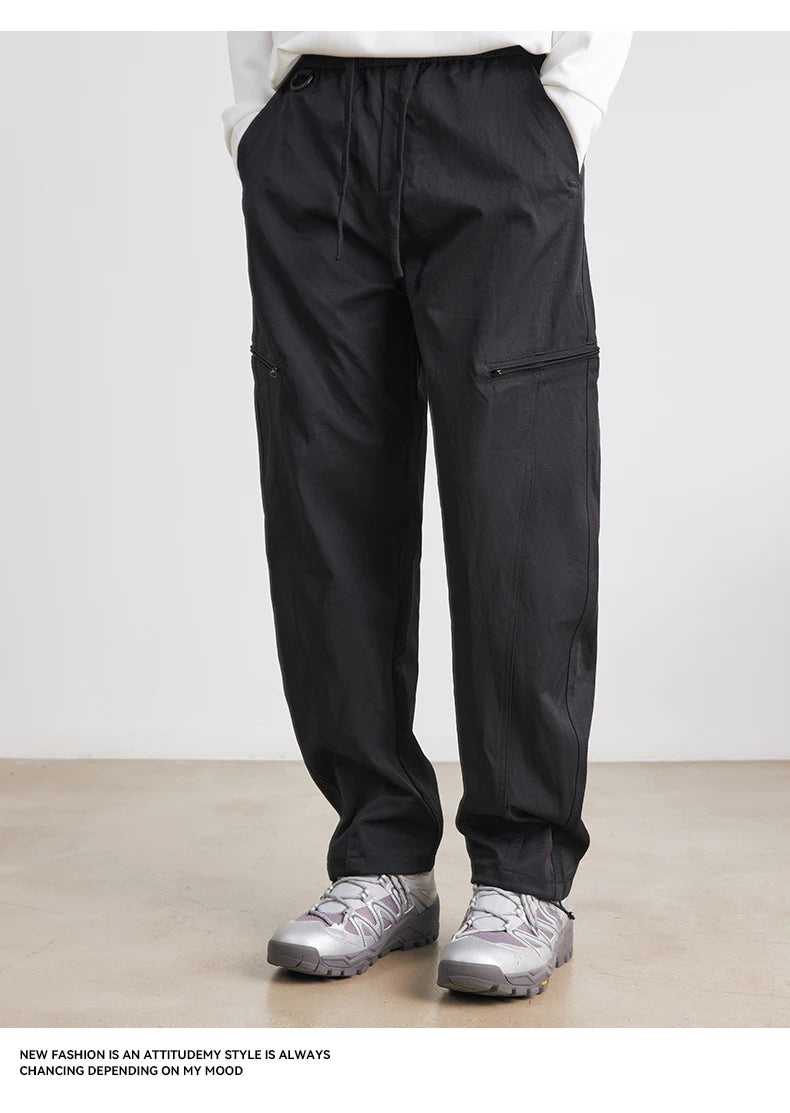 Men's American Overalls Spring and Autumn 2025 New Slim Scimitar Pants All-match Drawstring Casual Pants Wide-leg Pants.
