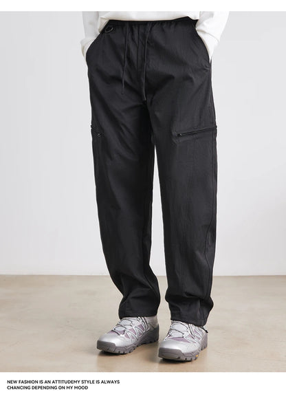 Men's American Overalls Spring and Autumn 2025 New Slim Scimitar Pants All-match Drawstring Casual Pants Wide-leg Pants.