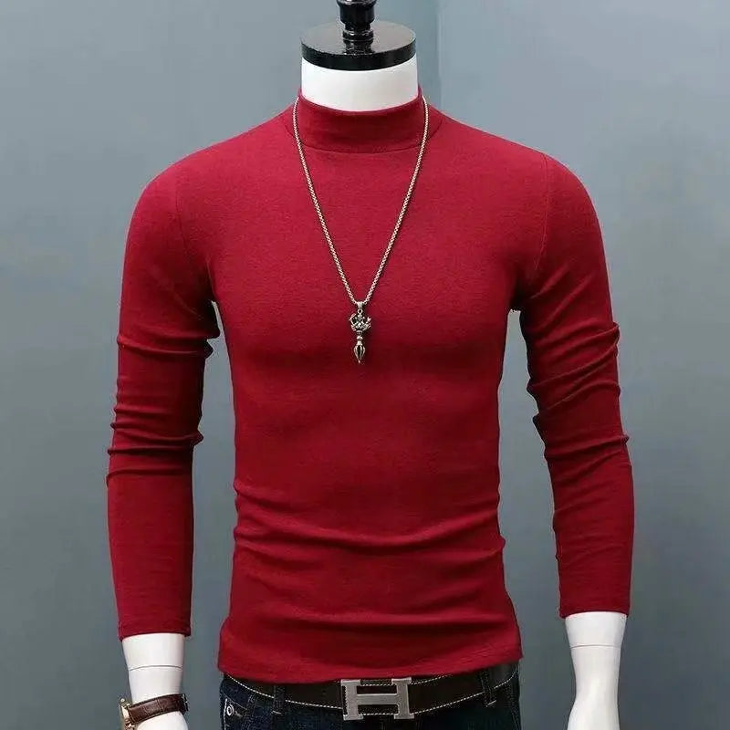 2023 new Sweater Men Solid Color Turtleneck Pullovers Pull Homme Men's cold Blouse Winter Long Sleeve T Shirts
