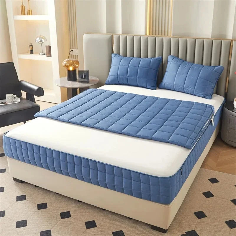 Breathable Quilted Mattress Protector with Soybean Fiber Padding Hypoallergenic Skin-Friendly Cover Machine Washable 720° Cover