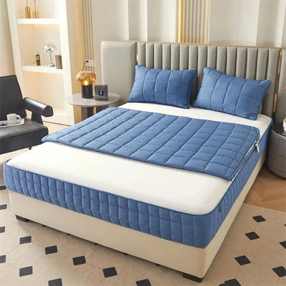 Breathable Quilted Mattress Protector with Soybean Fiber Padding Hypoallergenic Skin-Friendly Cover Machine Washable 720° Cover